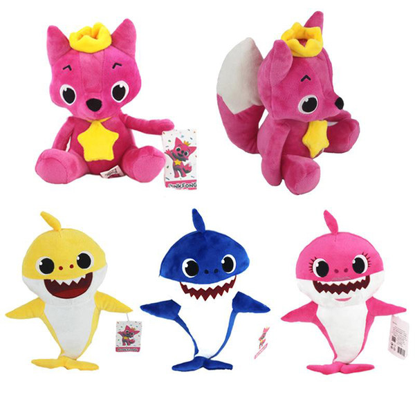 3 Colors 30cm Baby Shark Plush Toys with Music Cartoon Stuffed Lovely Animal Soft Dolls Music Shark Plush Animals CCA11076 6pcs