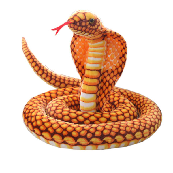 1Pcs 210cm simulation plush stuffed animal plush toys gold cobra dolls kids toys spoof toy python snake Spoof gift