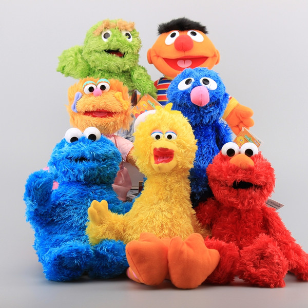 Wholesale-7 Styles Hot Sesame Street Elmo Cookie Grover Girl Zoe Boy Ernie Big Bird Plush Toys Stuffed Animals Kids Soft Dolls 28-36 cm