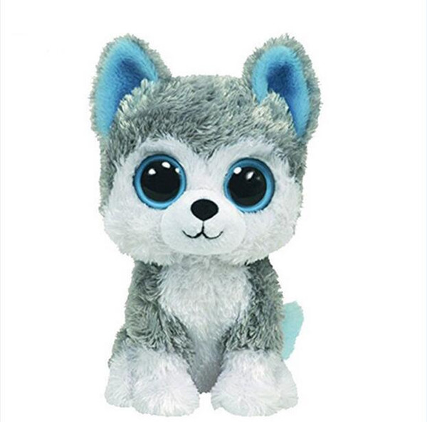 Wholesale- 1pc18cm Hot Sale Beanie Boos Big Eyes Husky Dog Plush Toy Doll Stuffed Animal Cute Plush Toy Kids Toy