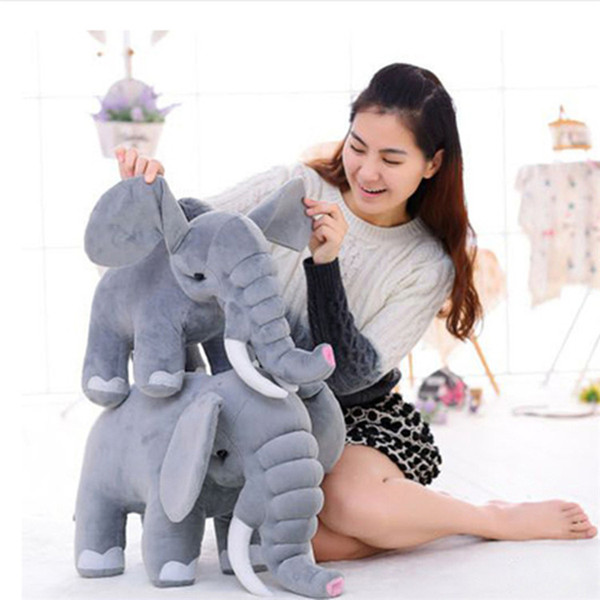 2 color elephant pillow baby doll children sleep pillow birthday gift INS Lumbar Pillow Long Nose Elephant Doll Soft Plush IB254