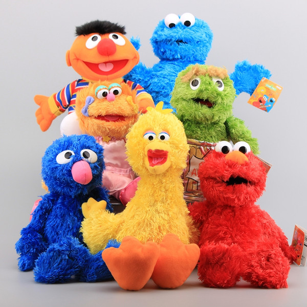 Sesame Street 7 Pieces Plush Hand Puppet Toy Dolls Elmo Cookie Monster Ernie Big Bird Grover Stuffed Dolls Kids Educational Toys