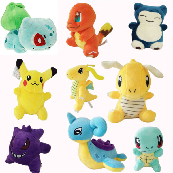 Poke Plush dolls toys EMS 12-17cm 8 style children Pikachu gengar Lapras Charmander Bulbasaur Jeni turtle Plush dolls OTH753