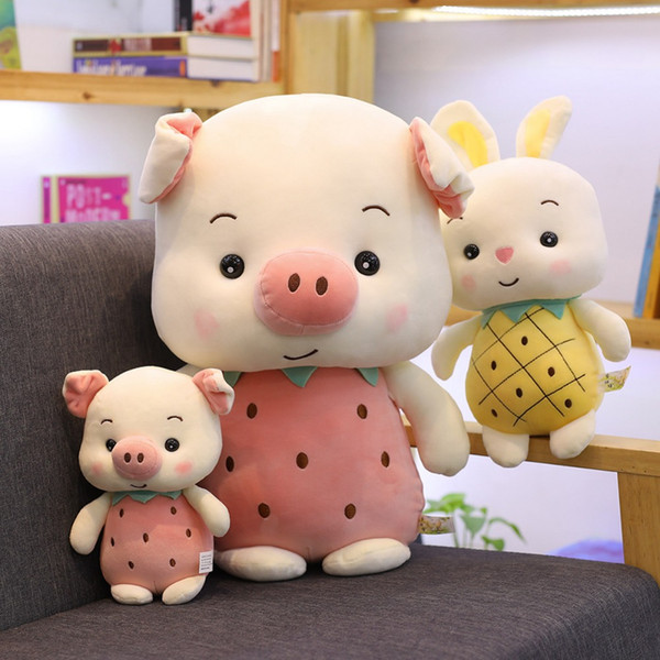 1pc 23-50cm Kawaii Stuffed Plush Fruit Pig Toys Rabbit Girl Gift Brinquedos Soft Animal Toys For Children Baby Appease Doll Gift