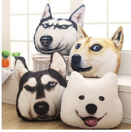 New Hot 3D 38cm*35cm Samoyed Husky Dog Plush Toys Dolls Stuffed Animal Pillow Sofa Car Decorative Creative Birthday Gift