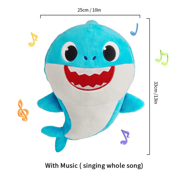 Soft Dolls Baby Cartoon Shark Toys With Music Cute Animal Plush Baby Toy Shark Dolls Singing English Song For Gift Children Girl