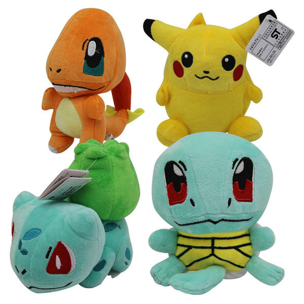 High Quality 100% 12-15cm Pikahcu Squirtle Bulbasaur Charmander Plush Animals Soft Toy For Child Holiday Best Gifts