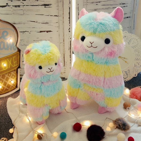 2017 rainbow color alpaca plush toys, alpaca stuffed animal sheep toy doll gift