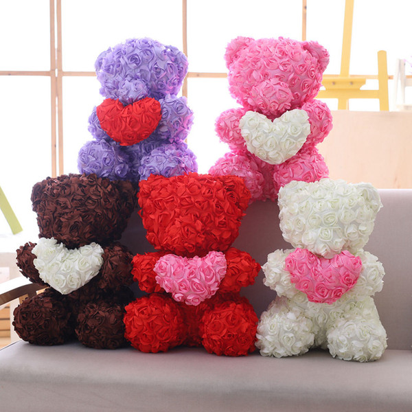 1pc 40cm LOVELY Rose Teddy Bear Plush Toy Creative Embrace Bear Dolls Stuffed Soft Toys Children Girls Birthday Valentine's Gift