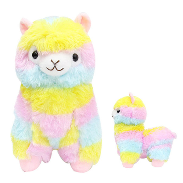 Soft Cotton Rainbow Alpaca Stuffed Plush Toy Doll Rainbow Horse Lama Animals Toys For Children Birthday Christmas Gifts