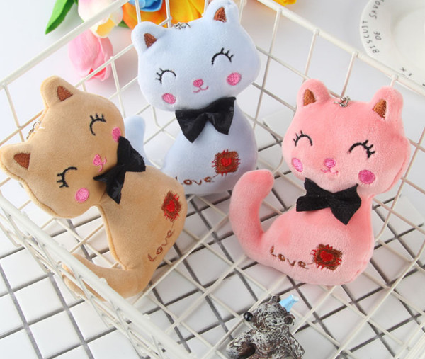 3Colors , Little Size 12CM NEW Cat Plush , Animal Stuffed Kitty Cat Key chain TOY, Kid's Party Plush TOY , Bouquet Plush Dolls