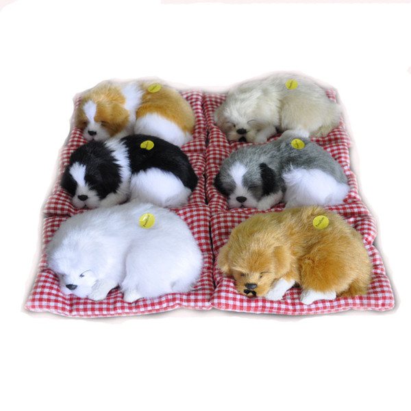 New 6 colors simulation model dog cartoon Plush Toys Christmas ornaments Sleeping dog Model Decoration Stuffed Animals C2918