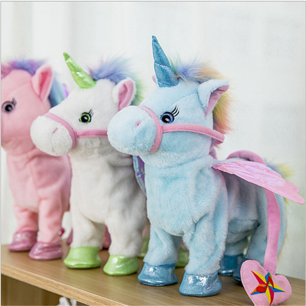 Electric Walking Unicorn Plush Doll Toys Stuffed Animal Toy Electronic Music Singing Unicorn Toys for Chinldren Christmas Gift