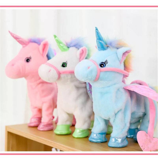 Cheapest Electric Unicorn Plush Doll Toys Walking Stuffed Animal horse Toy Electronic Music Singing Toy Chinldren Christmas Stuffed gift