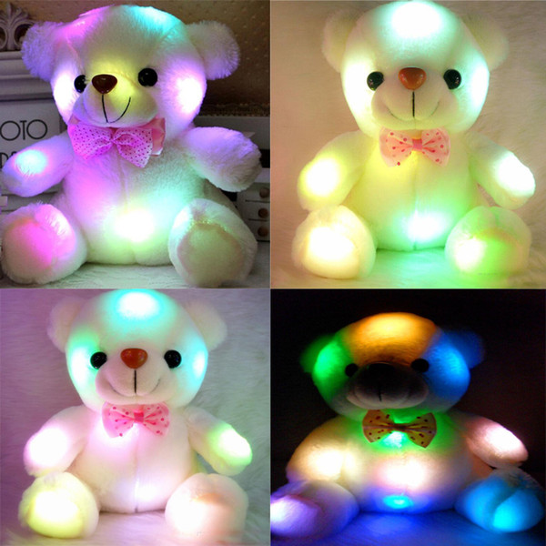 Colorful LED Flash Light Bear Doll Plush toys Animals Stuffed Toys 20cm-22cm Bear doll Gift For Children Christmas Gift Stuffed Plush toy