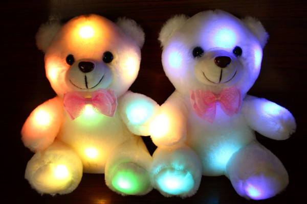 .20cm Creative Light Up LED Teddy Bear Stuffed Animals Plush Toy Colorful Glowing Teddy Bear Christmas Gift for Kids Hot