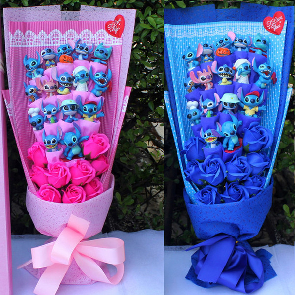 Stitch bouquet of plush toy bouquets plush toy stitch bouquet kawaii valentine toys artificial flowers peony stich