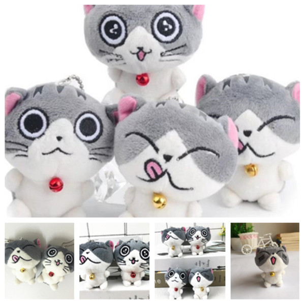 hot fashion Cheese cat plush toy cartoon plush animal key chain 8cm Lovely bag pendant children's key chain Party Favor T2G5018