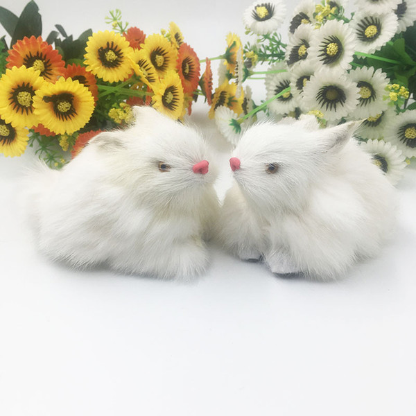 Simulation White Rabbits Stuffed Doll Mini Cute Car Home Furnishing Goods Desktop Decoration Festival Party Kids Gift