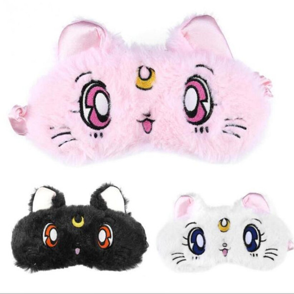 Cheap Stuffed & Plush Animals 1 pc three color eye shadow sleeping mask cartoon cover cute kitten sleep mask travel, rest rest.