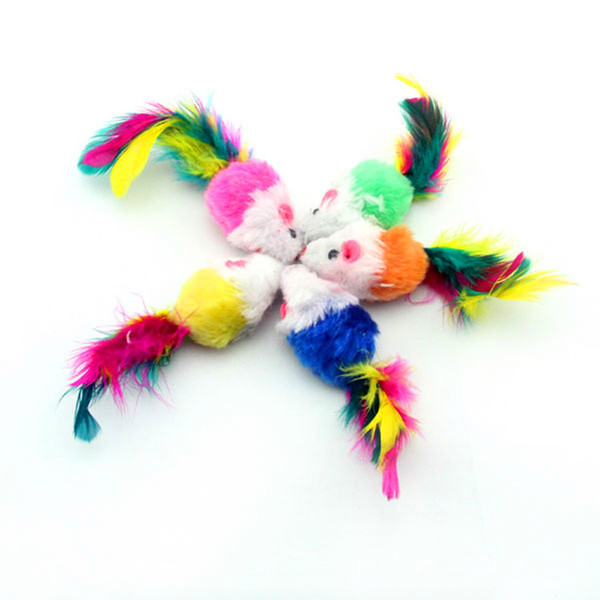 Pet supplies Cat Toy Plush mouse color feather multi color Puppy Cat fashionable sounding toy