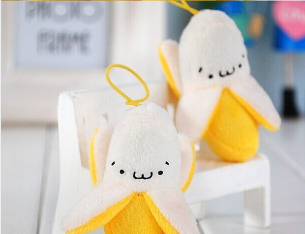 8cm Banana Plush Soft Toy Keychain Pendant For Cell Phone Handbag String Doll Stuffed toy Wedding Bouquet doll