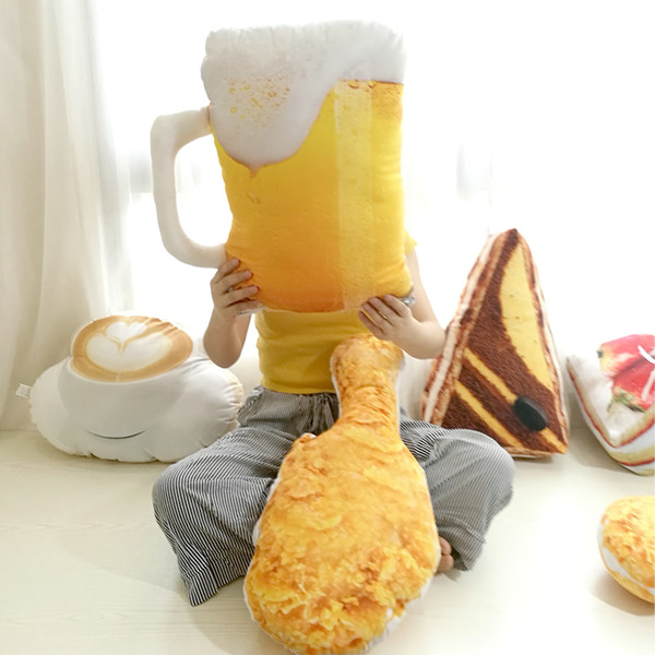 Drop shipping Simulation Shape Plush Pillow Creative Cake Coffee Beer Plush Toys Stuffed Cushion Home Decor Gifts for Kids