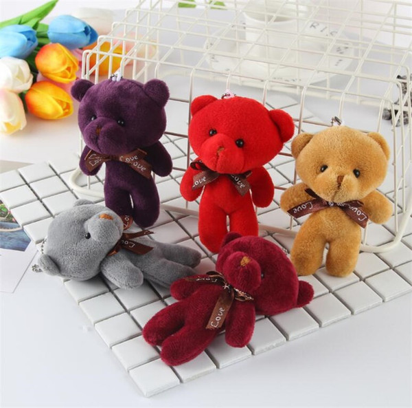 Kawaii Stuffed Toys Gifts Multi Colors 13CM Wedding Bear Stuffed Plush Toy Accessories Plush Toy Bear Key Chain Plush TOY