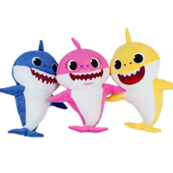 3 Color 30cm 11.8inch Baby shark With Music Cute Animal Plush Baby Shark Dolls Singing English Song For Children Girl