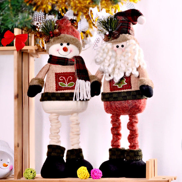 2 PCS/Set Super Cute Christmas Plush Toy Sitting Santa Clause Snowman Doll Christmas Ornaments