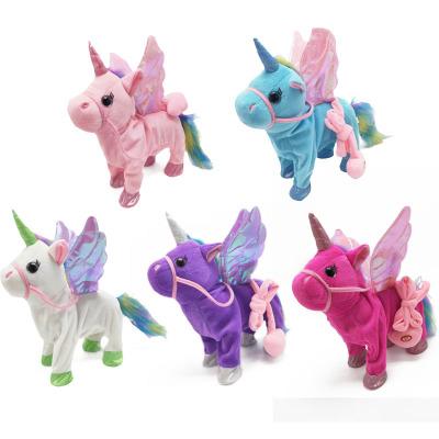 Hot selling Leash unicorn plush doll can call walk twist the butt Stuffed Animals electric plush toys children's Christmas gifts