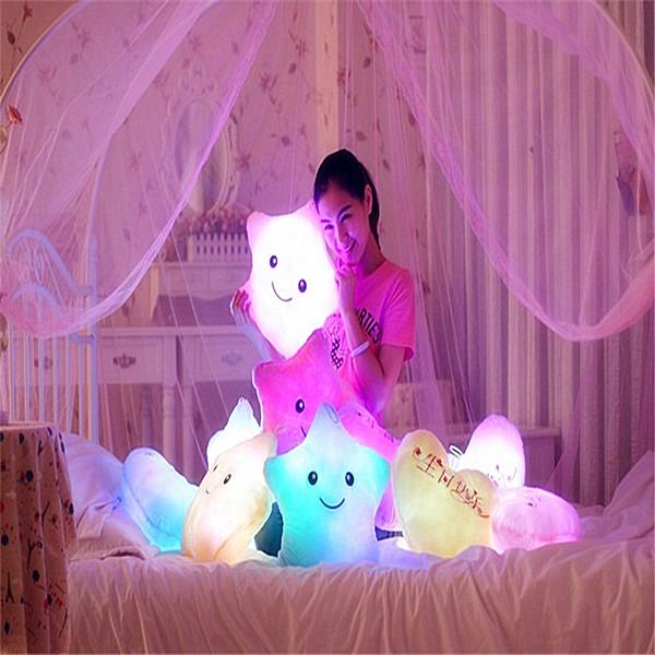 Luminous pillow Christmas Gift, Led Light Pillow,plush Pillow, Hot Colorful Stars,kids Toys, Birthday Gift for girl