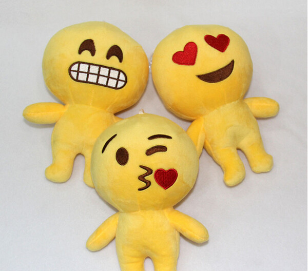 20cm 3 Styles Emoji PlushToys for Kids Girls Cute Soft Stuffed Toys Yellow Round Emoji Pillows Dolls 12pcs EMJ007