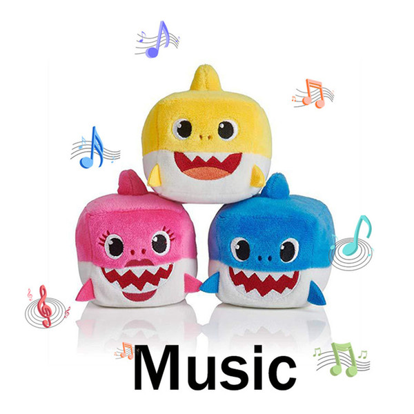 7CM BABY SHARK Plush Toys 3inch Music English Songs Singing 3'' Stuffed&Plush Dolls Sing Music Shark 3 Colors Red Blue Yellow Grandma Daddy