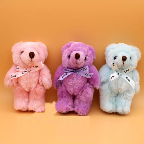 8/11/13cm Mini Joint Bear Plush toys Wedding Couple gifts Children's Cartoon toys Christmas Gifts Bouquet 100pcs/lot