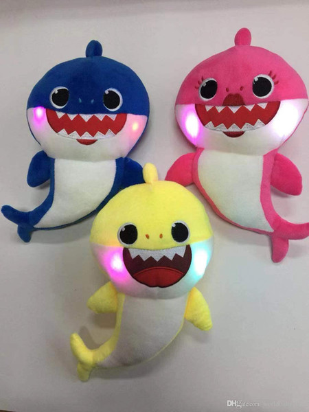 Baby Shark Official Song Doll Singing Plush LED Lighting Cartoon Shark Stuffed & Plush Music Toys Pink Yellow Blue