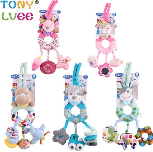 3pcs/lot TONY LVEE infant long ear animal doll baby bed toy BB bed bell toy