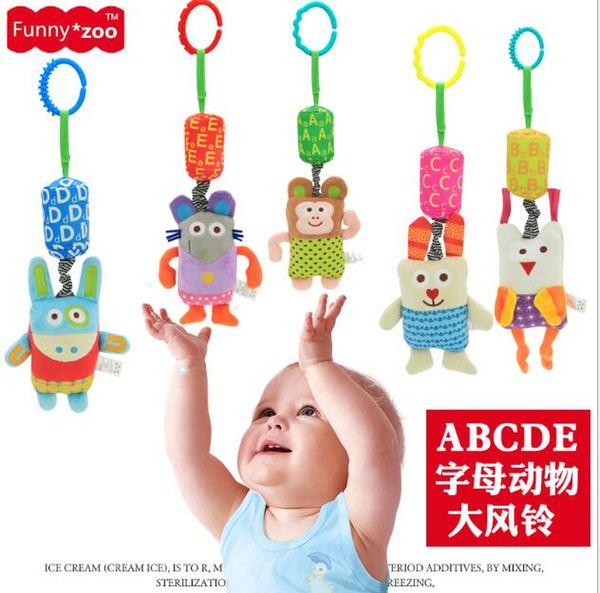 3pcs/lot Children's wind chime Funny zoo baby baby doll letters ABCD bed hanging plush wind chimes toy