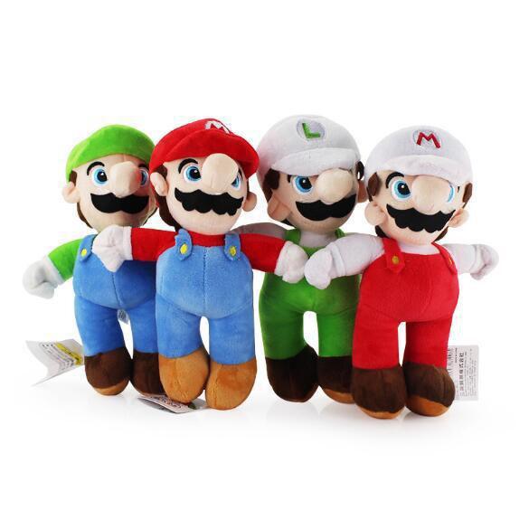 10'' New High Quality 100pcs/Lot Super Mario Bros Stand MARIO & LUIGI Plush Toys Stuffed Toy Doll