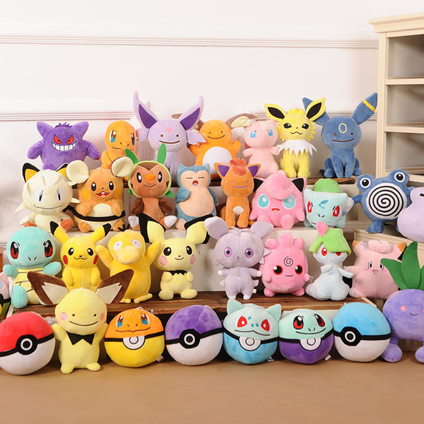 Poke plush toys 20 styles Dragonite Pikachu Jigglypuff gengar Jirachi Charmander 13-20cm Soft Stuffed Dolls toy New years Gift