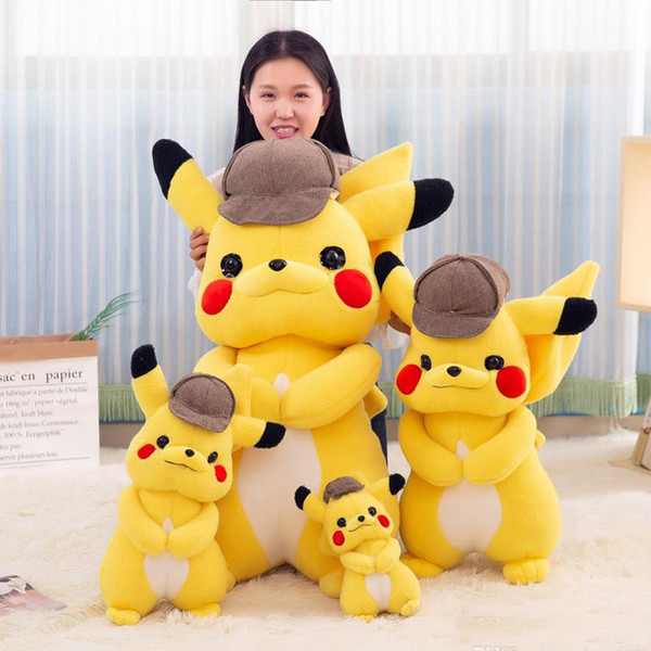 Hot Sale Movie Character 9.8inch 25cm Pikachu Detective Plush Stuffed Doll Toy For Kids Best Holiday Gifts