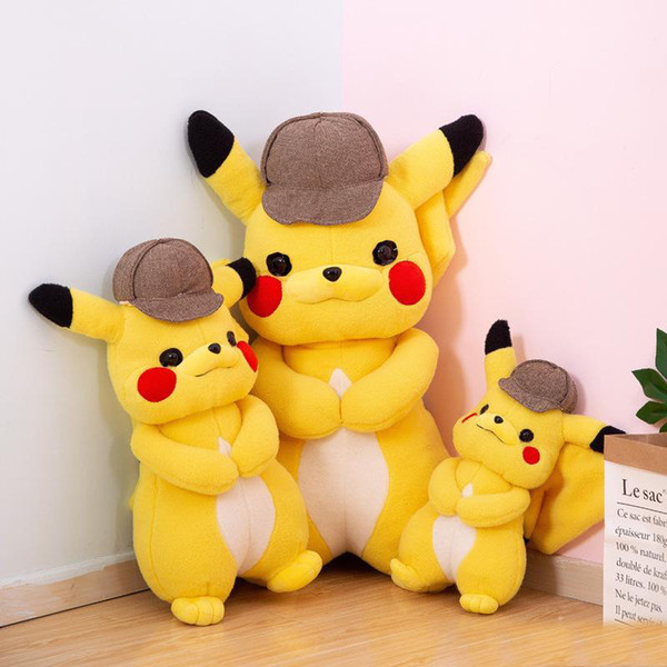 Hot Sale Movie Character 11.8inch 30cm Pikachu Detective Plush Stuffed Doll Toy For Kids Best Holiday Gifts