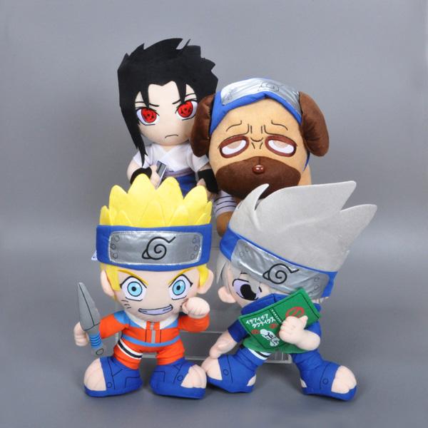 4pcs/lot 30cm Naruto Plush Toy Anime Characters Uchiha Sasuke Hatake Kakashi Pakkun Dog Uzumaki Naruto Stuffed Doll Cartoon Naruto Hot Toys