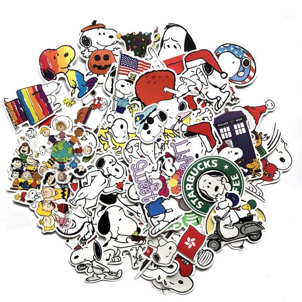 62PCS Snoopy Cartoon Stickers American Cross Border Supply Suitcase Stickers Bicycle Skateboard Helmet Stickers