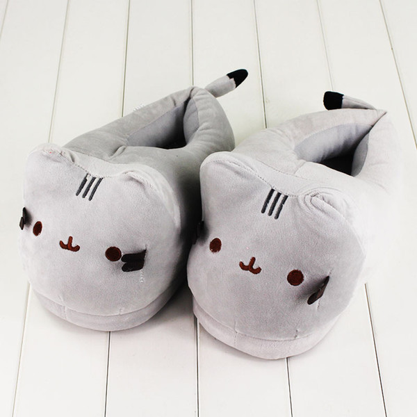 28cm Cat Plush Slipper The Cat Animal Winter Warm Indoor Shoes for Adults