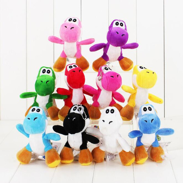 New Super Mario Bros Yoshi Dinosaur Plush Toy Pendants with Keychains Super Mario Yoshi Plush Dolls Pendants 10cm Xmas Gift