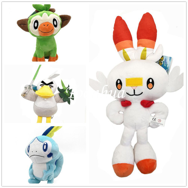 New 23-36CM 4 Styles Scorbunny Sobble Grookey Galarian Sirfetch'd Plush Doll For Children Best Gift