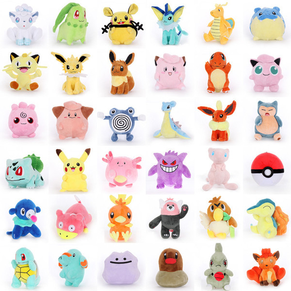 Wholesale Pocket Monster Doll bulbasaur piplup eevee mew squirtle plush toys stuffed pendant toy with hook Stuffed Animals kids toys BY1514