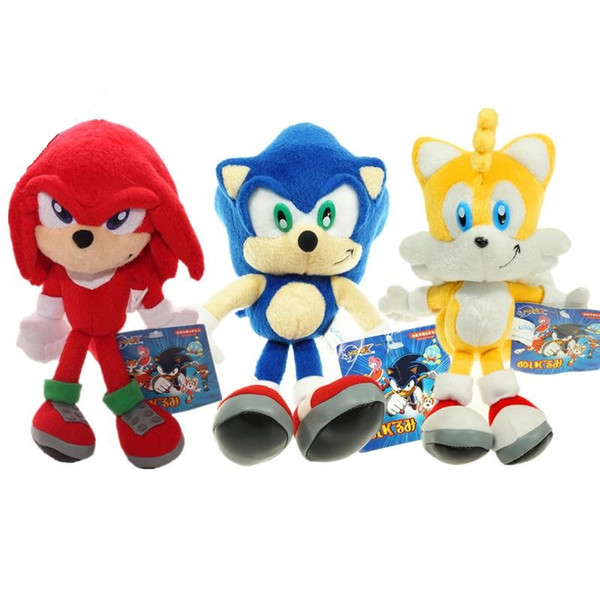 Stuffed Arrival Sonic the hedgehog Sonic Tails Knuckles the Echidna Plush Toys With Tag 18cm Free Shippng