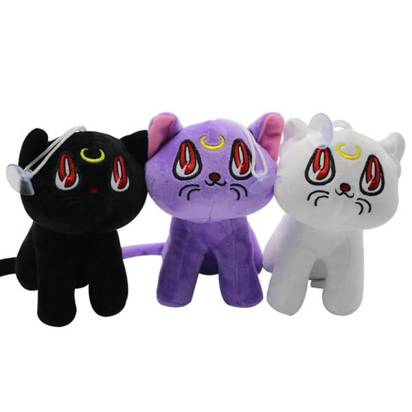 18cm/7 inches new black white purple cat plush toys cartoon Stuffed Animals soft doll good quality Pendant Christmas gifts C2280